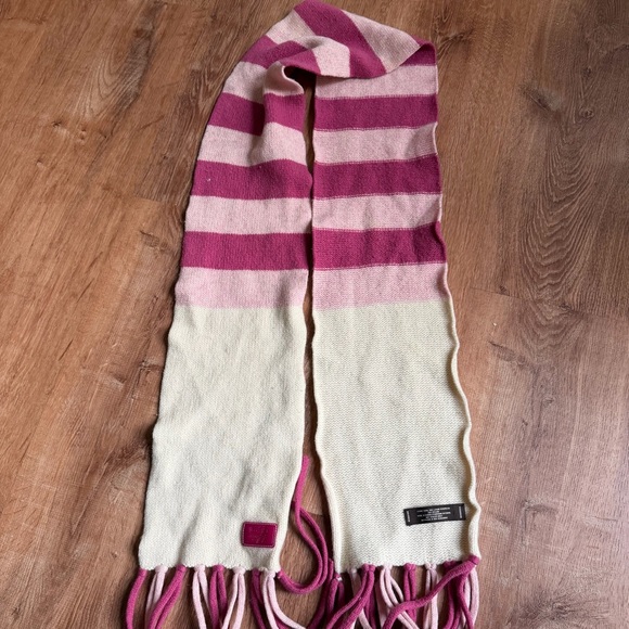 Coach pink and cream stripe lambs wool knit scarf - Picture 2 of 4